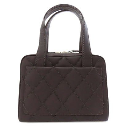 CHANEL Handbag Calfskin Brown COCO Mark Wild Stitch Gold Metal