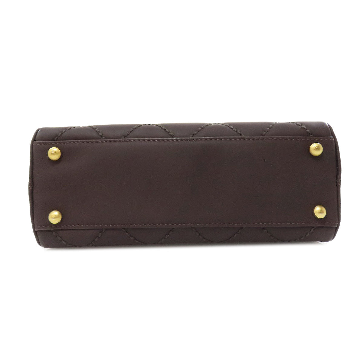 CHANEL Handbag Calfskin Brown COCO Mark Wild Stitch Gold Metal
