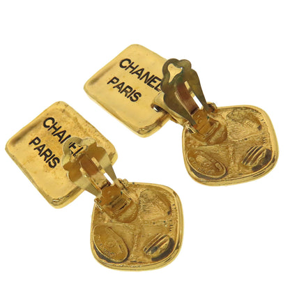 CHANEL Earring metallic gold Matelasse logo