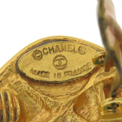 CHANEL Earring metallic gold Matelasse logo