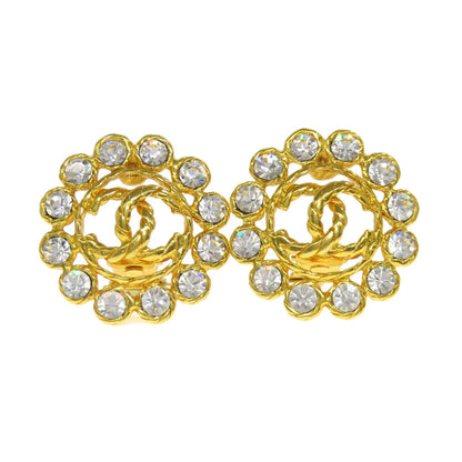CHANEL Earring metallic gold COCO Mark rhinestone Women