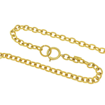 CHANEL Necklace metal gold Relief Matelasse Frame Round Reversible Pendant Women