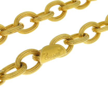 CHANEL Necklace metal gold Relief Matelasse Frame Round Reversible Pendant Women