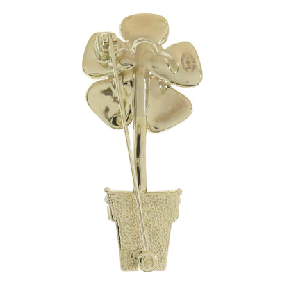 CHANEL Brooch metallic gold flour