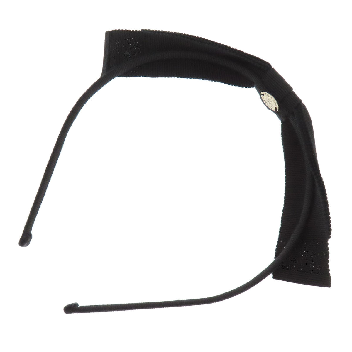 CHANEL hair accessory canvas black Headband Ribbon COCO Mark Women