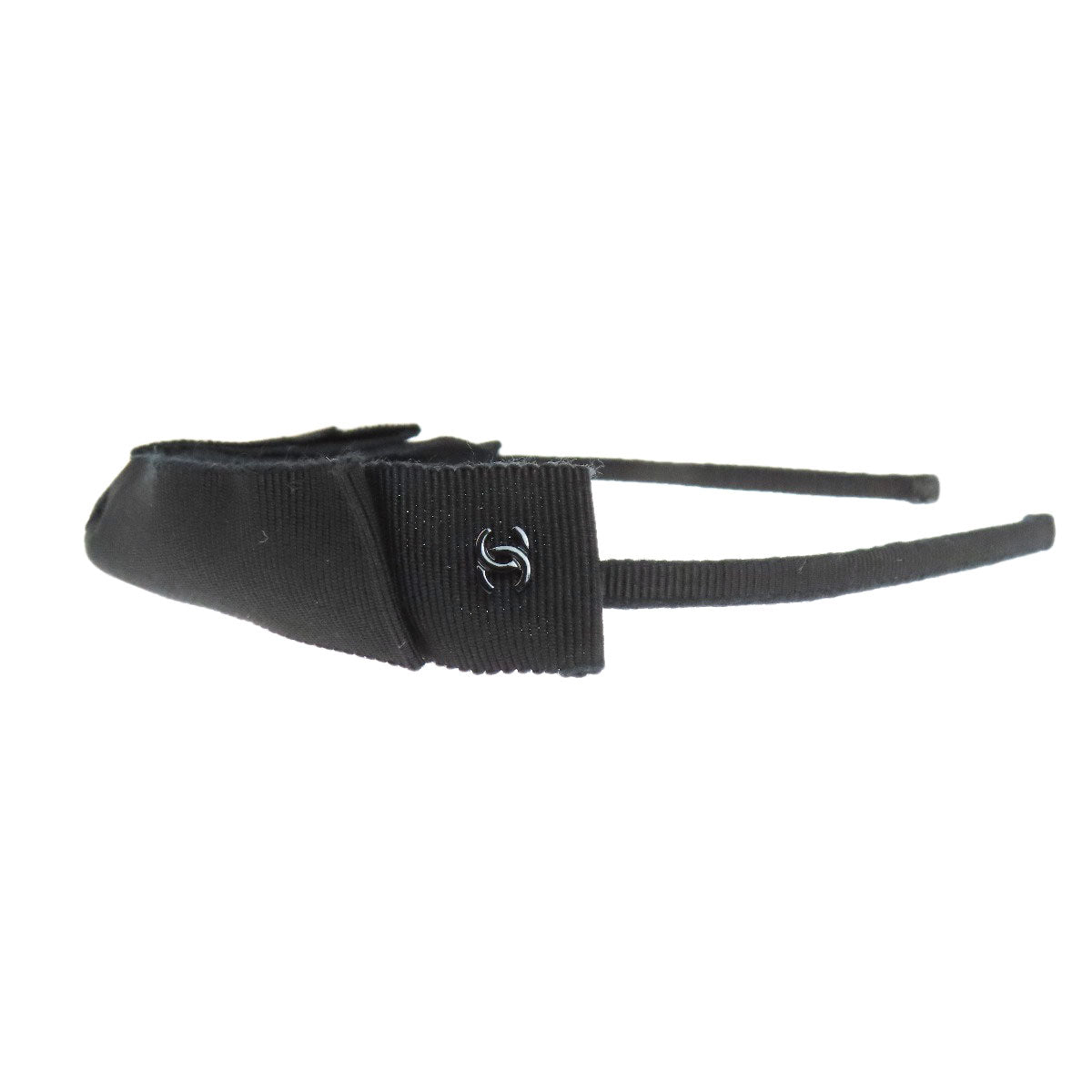 CHANEL hair accessory canvas black Headband Ribbon COCO Mark Women
