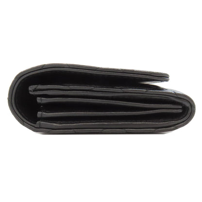 CHANEL Long Wallet Purse lambskin black Matelasse SilverMetal Women