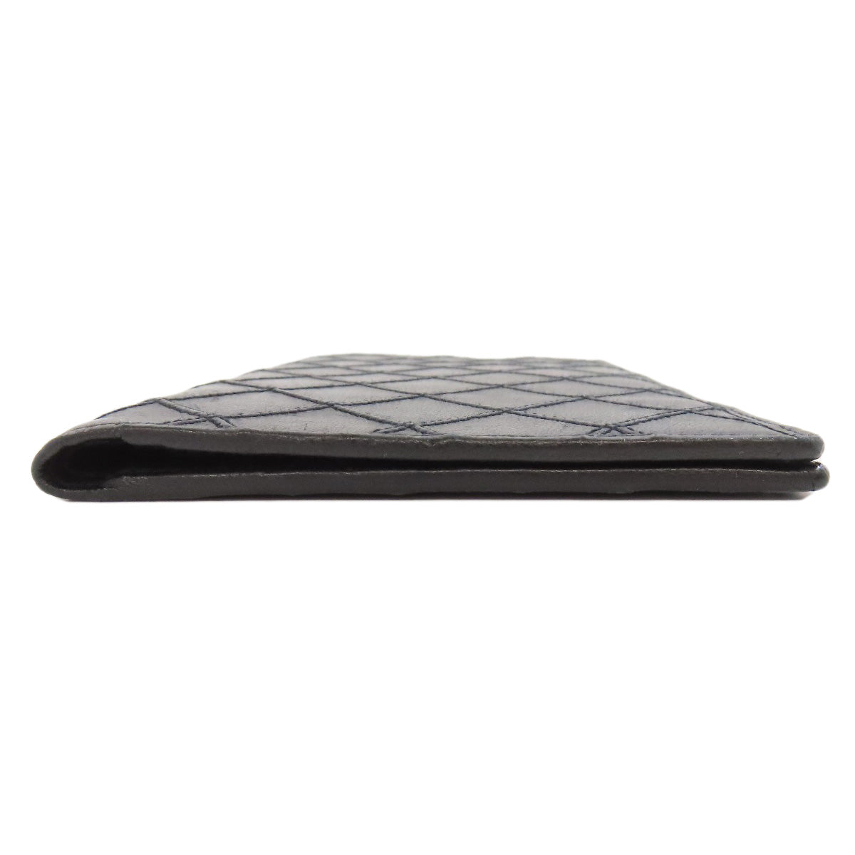 CHANEL Long Wallet Purse Calfskin black stitch Women