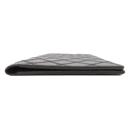 CHANEL Long Wallet Purse Calfskin black stitch Women