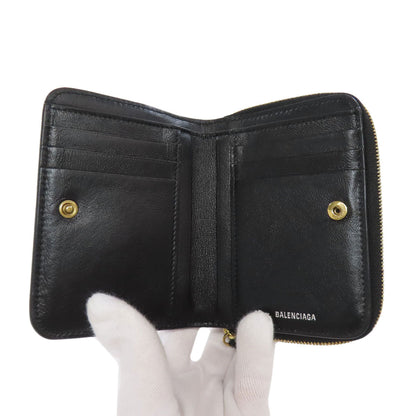 BALENCIAGA Bifold Wallet 650871 leather black logo Women