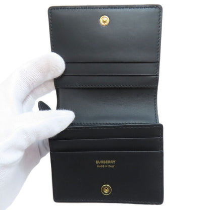 BURBERRY Bifold Wallet leather black TB logo Women