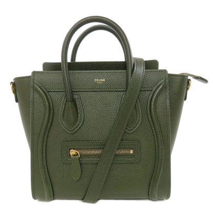 CELINE Handbag Calfskin green Luggage nano 2 WAY