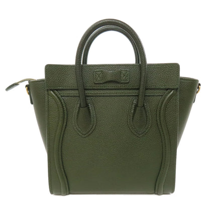 CELINE Handbag Calfskin green Luggage nano 2 WAY
