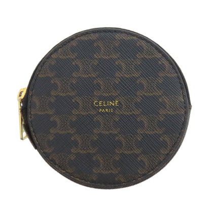 CELINE Coin case PVC Dark brown TriomphePattern Women
