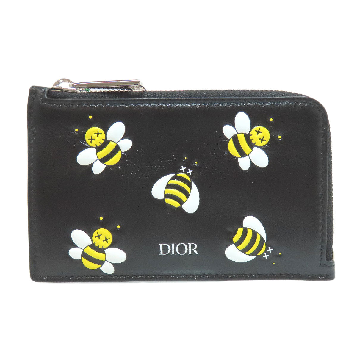 Christian Dior Coin case leather black BEE bee pattern Women
