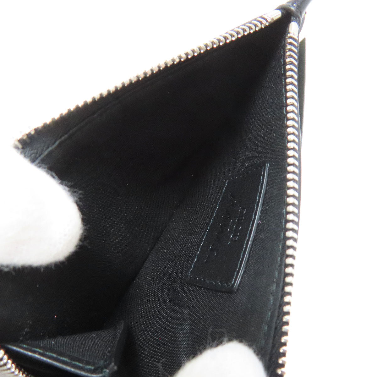 Christian Dior Coin case leather black BEE bee pattern Women