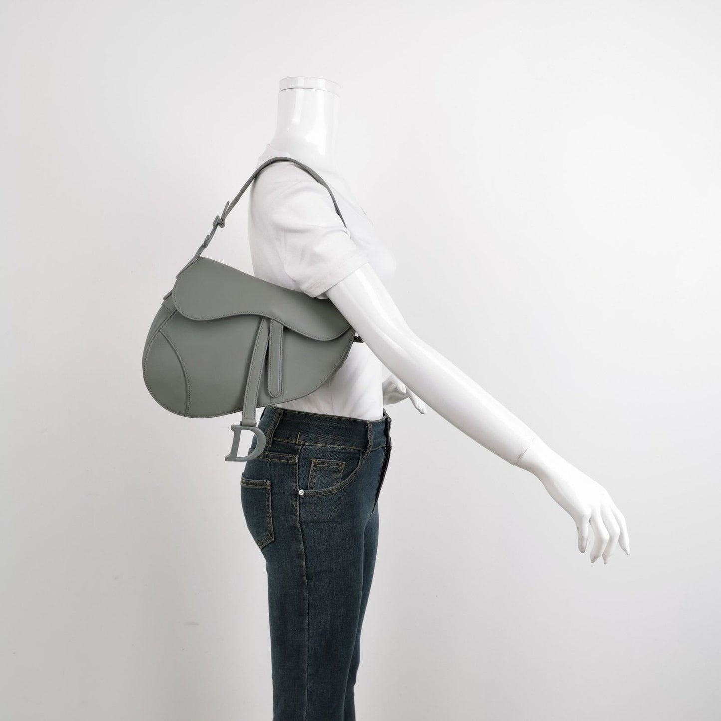 Dior Saddle 2020 Medium Calfskin Leather Matte Monochrome Grey