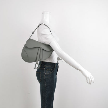 Dior Saddle 2020 Medium Calfskin Leather Matte Monochrome Grey