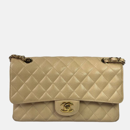 Chanel Timeless Classic Flap Medium Beige Caviar Leather Gold Hardware, 2009-2010