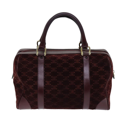 Luxury CELINE Macadam Canvas Boston Bag Bordeaux  75617