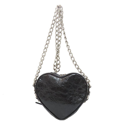 BALENCIAGA Shoulder Bag leather black Heart motif Women