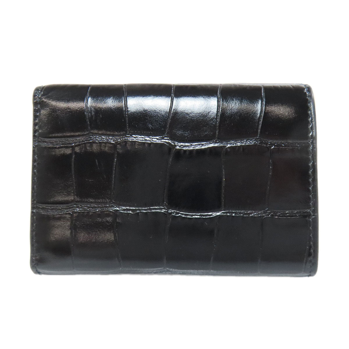 BALENCIAGA Bifold Wallet 600212 leather black B logo embossed Women