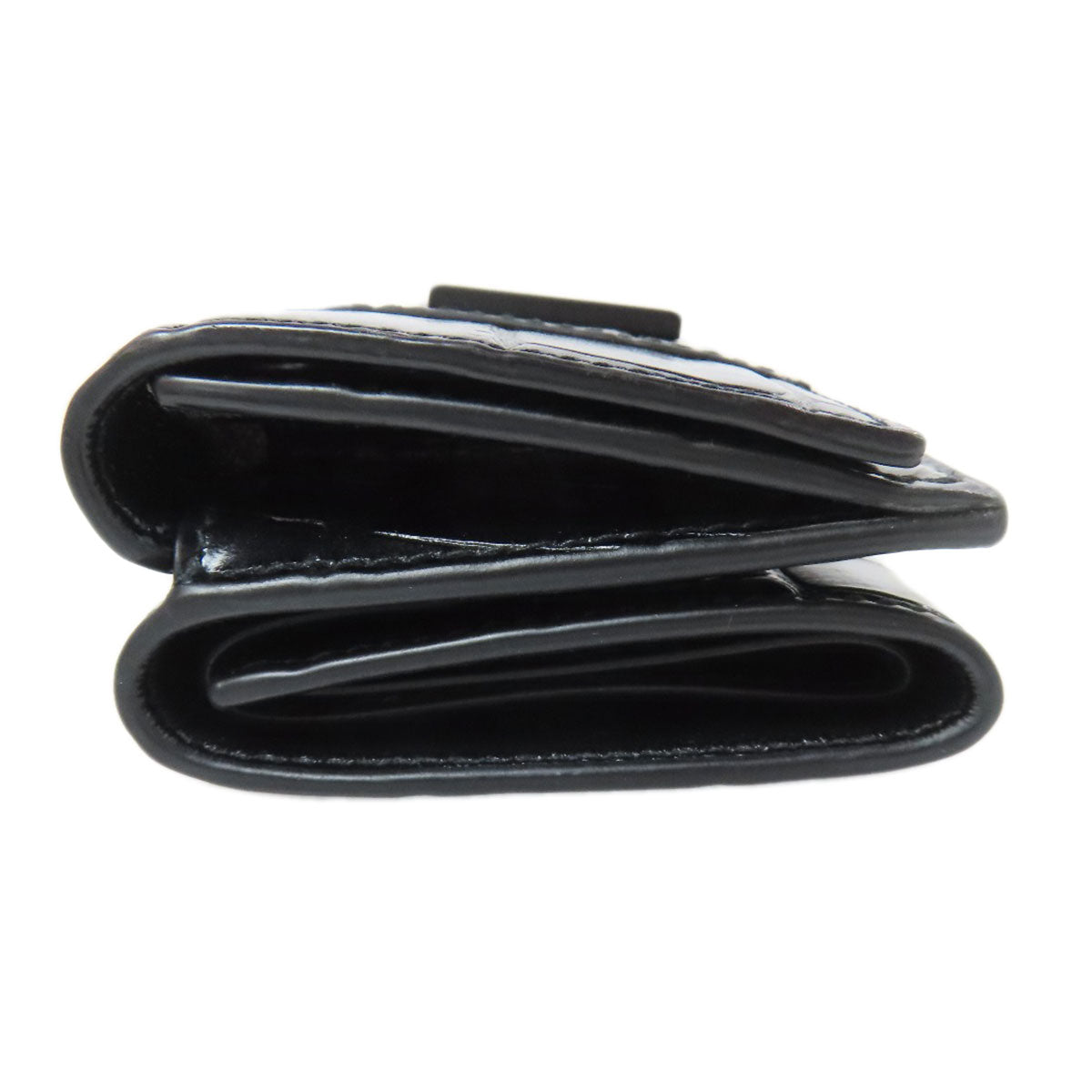 BALENCIAGA Bifold Wallet 600212 leather black B logo embossed Women