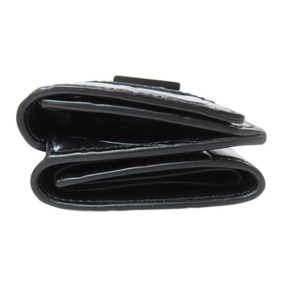 BALENCIAGA Bifold Wallet 600212 leather black B logo embossed Women