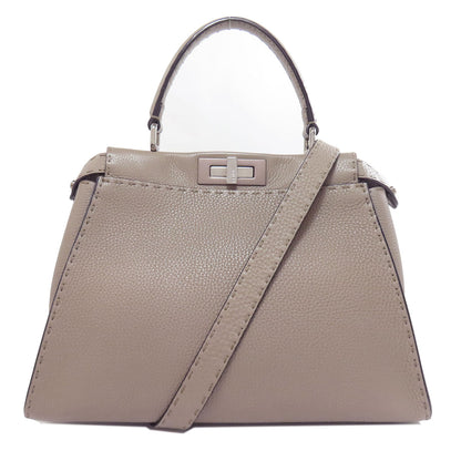 FENDI Handbag Calfskin beige Peekaboo Celeria 2WAY Women