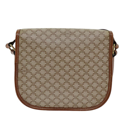 Luxury CELINE Macadam Canvas Shoulder Bag Beige  75626