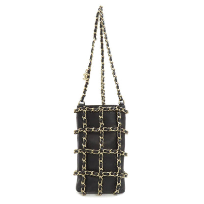 CHANEL Accessory pouch lambskin black ChainShoulder Pouch Gold Metal