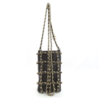 CHANEL Accessory pouch lambskin black ChainShoulder Pouch Gold Metal