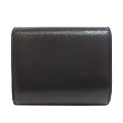 CELINE Bifold Wallet leather black Triomphe Flap Women