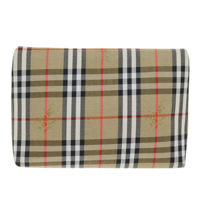 Luxury BurberrySs Nova Check Clutch Bag Canvas Beige Auth 75664