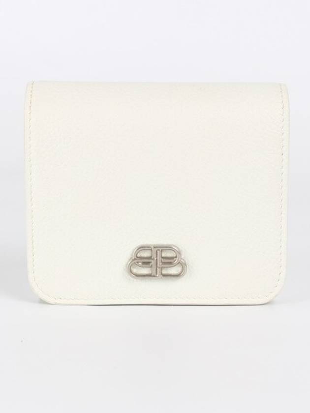 Luxury Balenciaga Trending 2025 BB silver bi fold wallet white