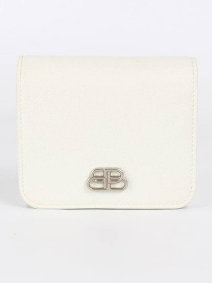 Luxury Balenciaga Trending 2025 BB silver bi fold wallet white