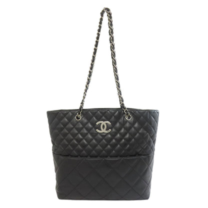 CHANEL Tote Bag lambskin black Matelasse Chain Bag SilverMetal