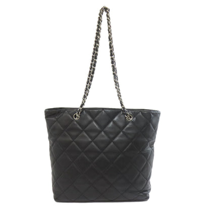 CHANEL Tote Bag lambskin black Matelasse Chain Bag SilverMetal