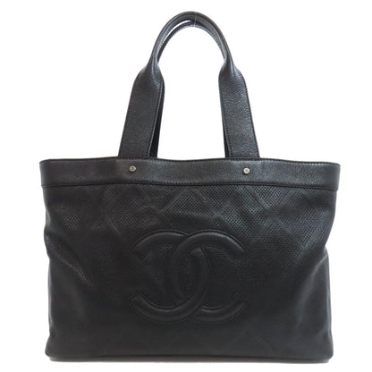 CHANEL Tote Bag Calfskin black COCO Mark Punching SilverMetal