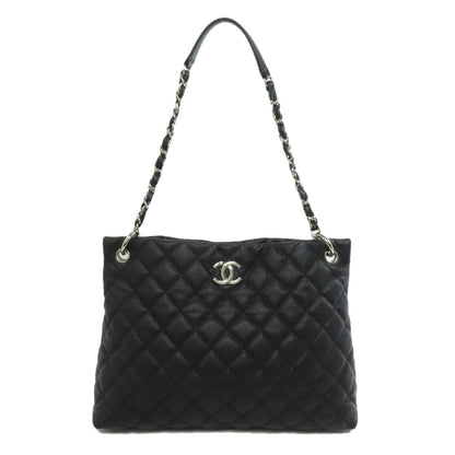 CHANEL Tote Bag Grained Calfskin Skin black Matelasse Chain Bag SilverMetal
