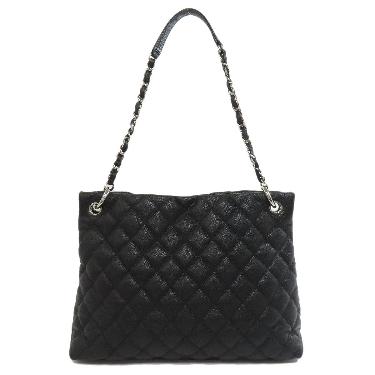 CHANEL Tote Bag Grained Calfskin Skin black Matelasse Chain Bag SilverMetal