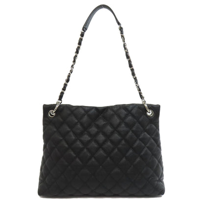 CHANEL Tote Bag Grained Calfskin Skin black Matelasse Chain Bag SilverMetal