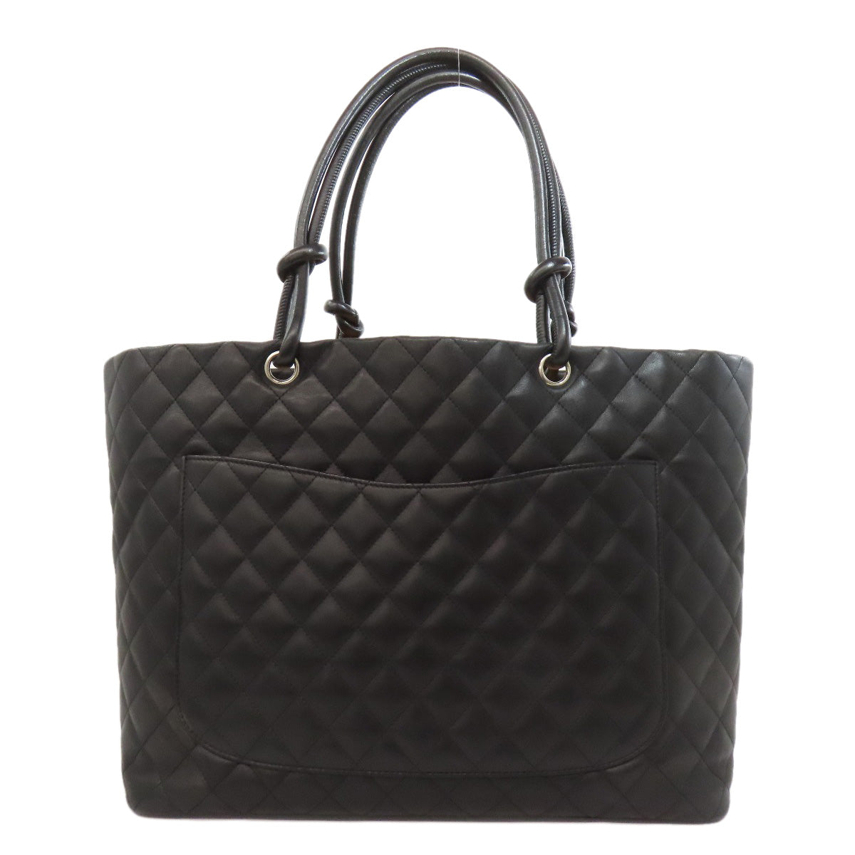 CHANEL Tote Bag lambskin black Cambon Line Tote Silver Metal