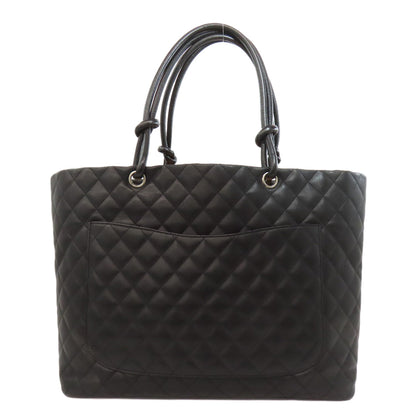 CHANEL Tote Bag lambskin black Cambon Line Tote Silver Metal