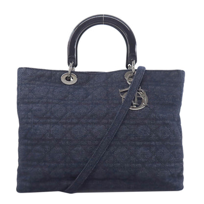 Christian Dior Handbag denim Navy Lady Dior Cannage Tote 2WAY