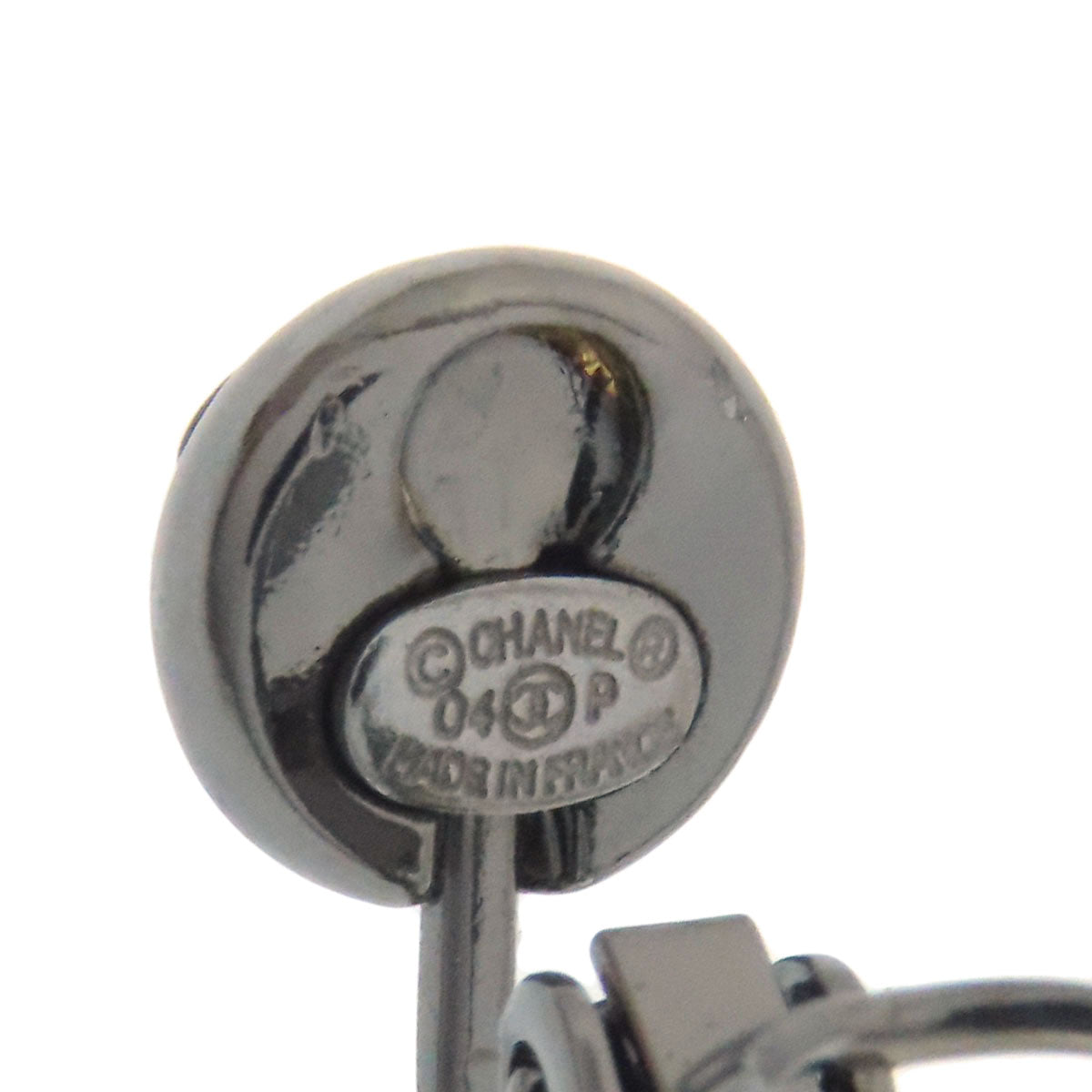 CHANEL Earring metallic blue COCO Mark Pearl Stone