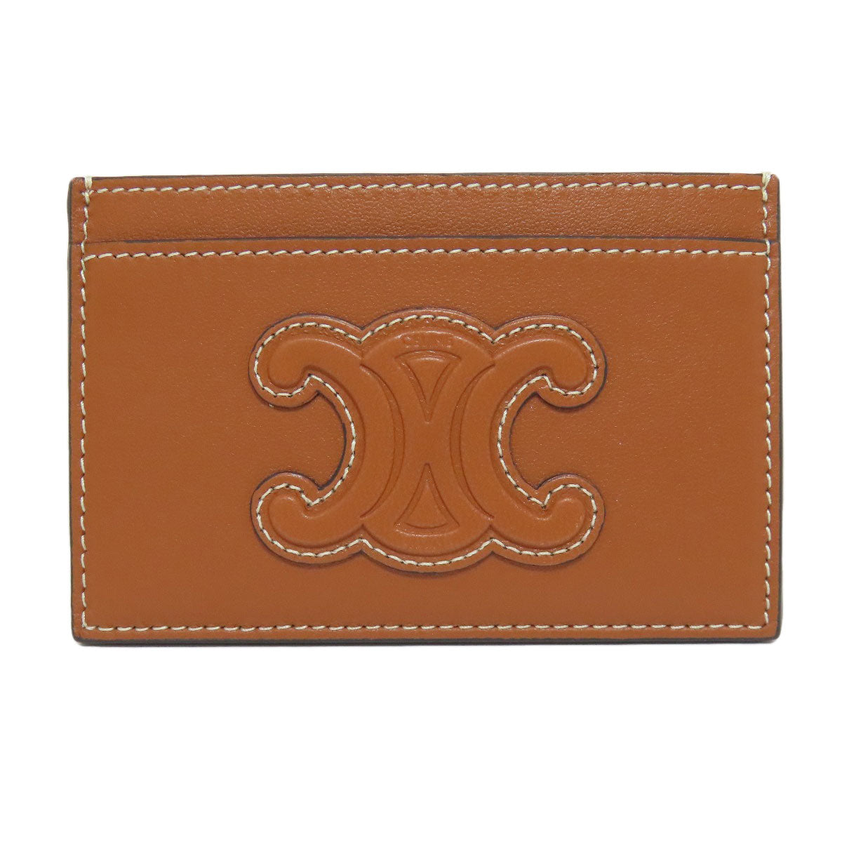 CELINE Card Case leather Brown Triomphe