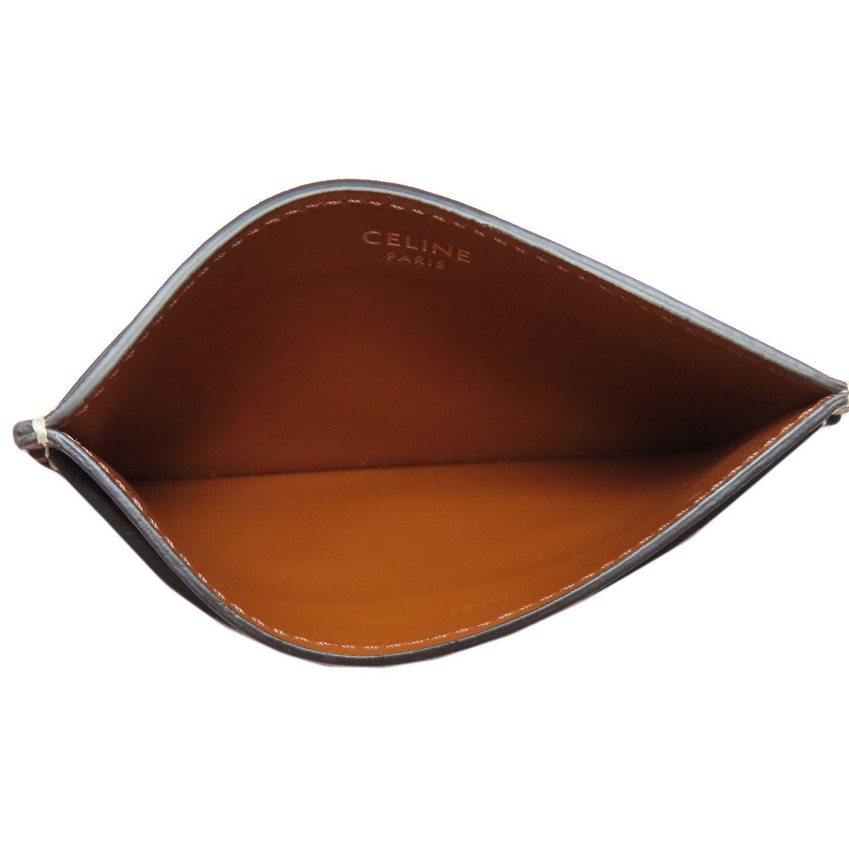 CELINE Card Case leather Brown Triomphe