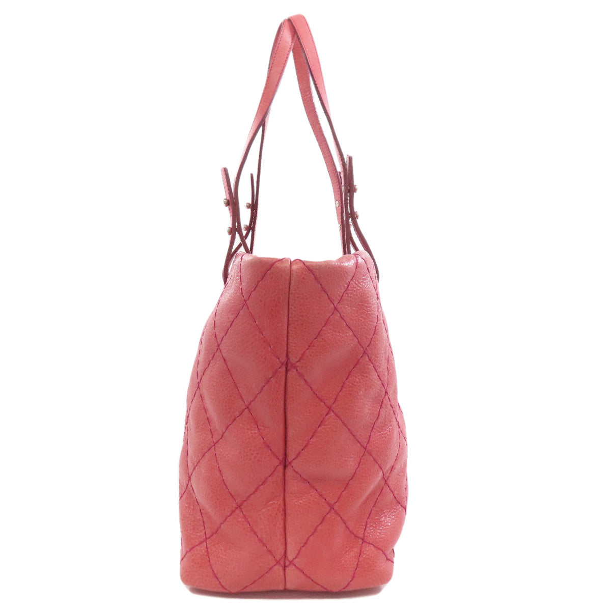 CHANEL Tote Bag Calfskin pink On the Road Matelasse Silver Metal