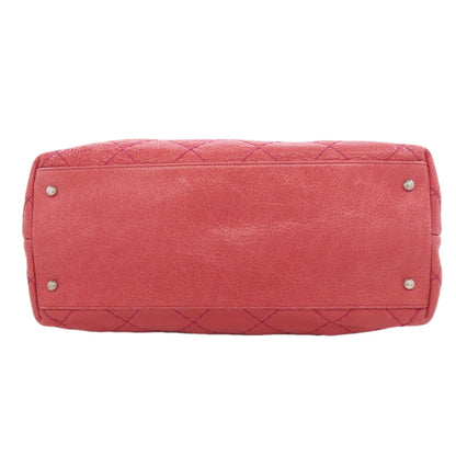 CHANEL Tote Bag Calfskin pink On the Road Matelasse Silver Metal